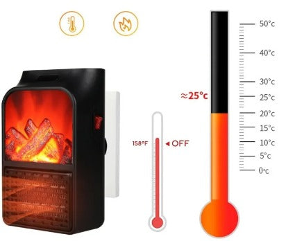 🔥 Calefactor Eléctrico con mando de 1000 W – Calor rápido con efecto llama
