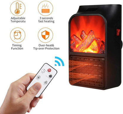 🔥 Calefactor Eléctrico con mando de 1000 W – Calor rápido con efecto llama