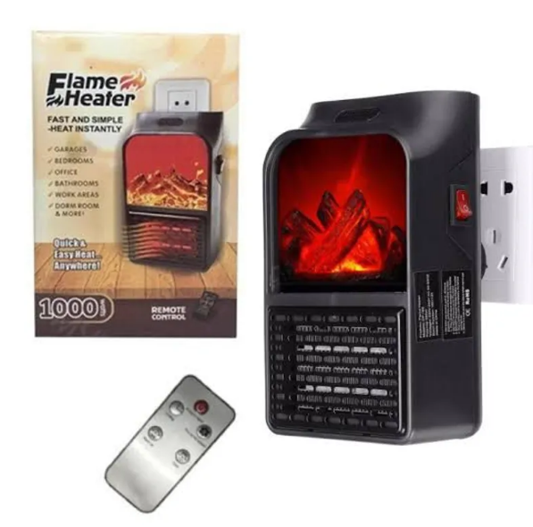🔥 Calefactor Eléctrico con mando de 1000 W – Calor rápido con efecto llama