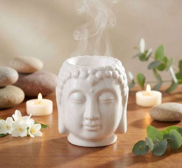 Quemador de aceite para Aromaterapia — Buda Blanco Clásico