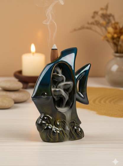 Quemador de Incienso en Cascada Flujo Inverso – Pez Tropical Efecto Humo Fluido