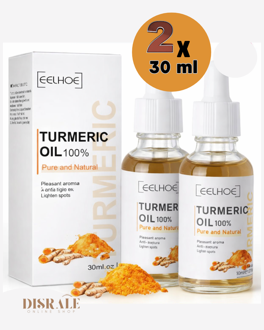 Serum Facial de aceite esencial de Cúrcuma 100%| Pack de 2 x 30 ml