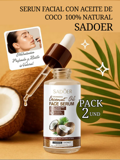Sérum Facial con Aceite de Coco 100% Natural | SADOER (2 Unid. ) - Hidratación y Luminosidad