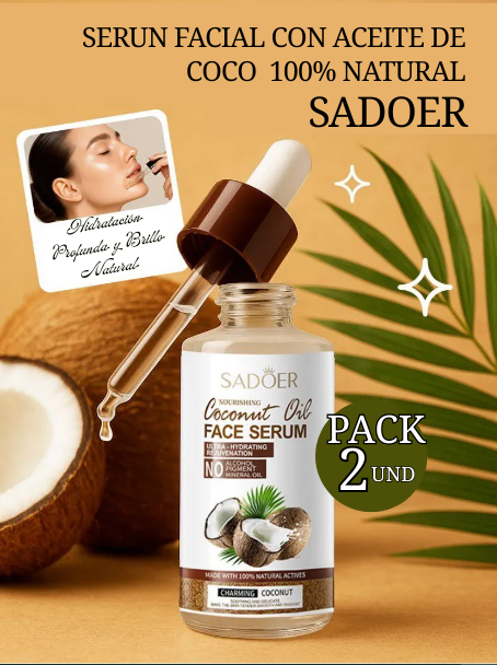 Sérum Facial con Aceite de Coco 100% Natural | SADOER (2 Unid. ) - Hidratación y Luminosidad